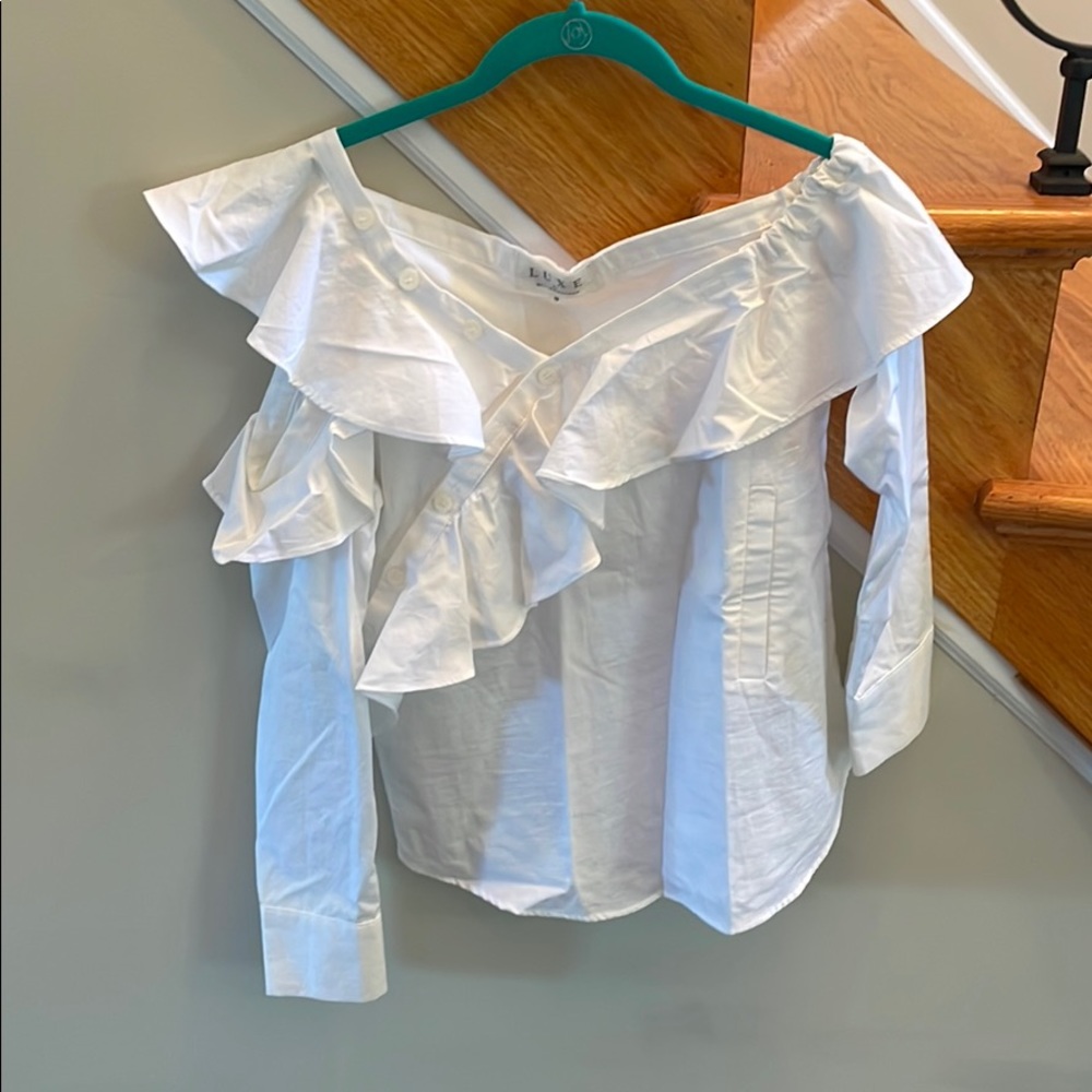 Luxe White Ruffle Off Shoulder Top